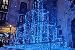Luminarie Salerno, fontana in Piazza Campo