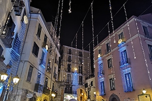 Luminarie Salerno, cascate in piazza Campo