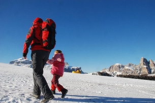 Passeggiate sulla neve con bambini, Piz Sorega, Alto Adige