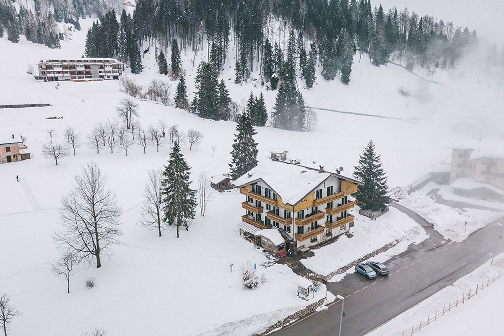 Rifugio Cereda per famiglie in Trentino a Primiero, San Martino di Castrozza, inverno