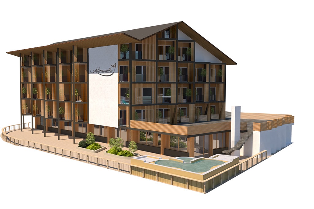 Family Hotel Miravalle a Comano, rendering restyling 2021