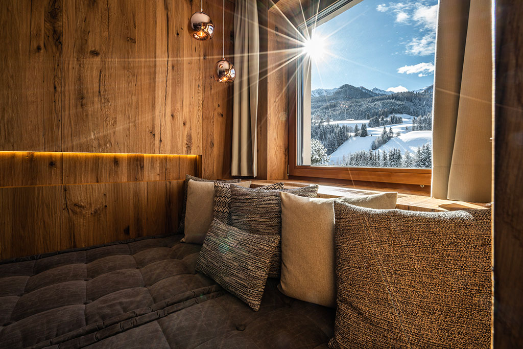 Dolomiten Residenz Sporthotel Sillian in Tirolo per bambini, inverno, vista dalle camere