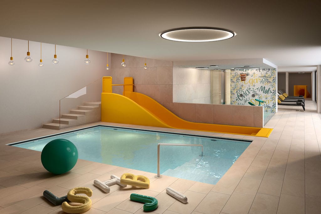 Movi Family Apart-Hotel per bambini in Val Badia, zona piscina per bambini