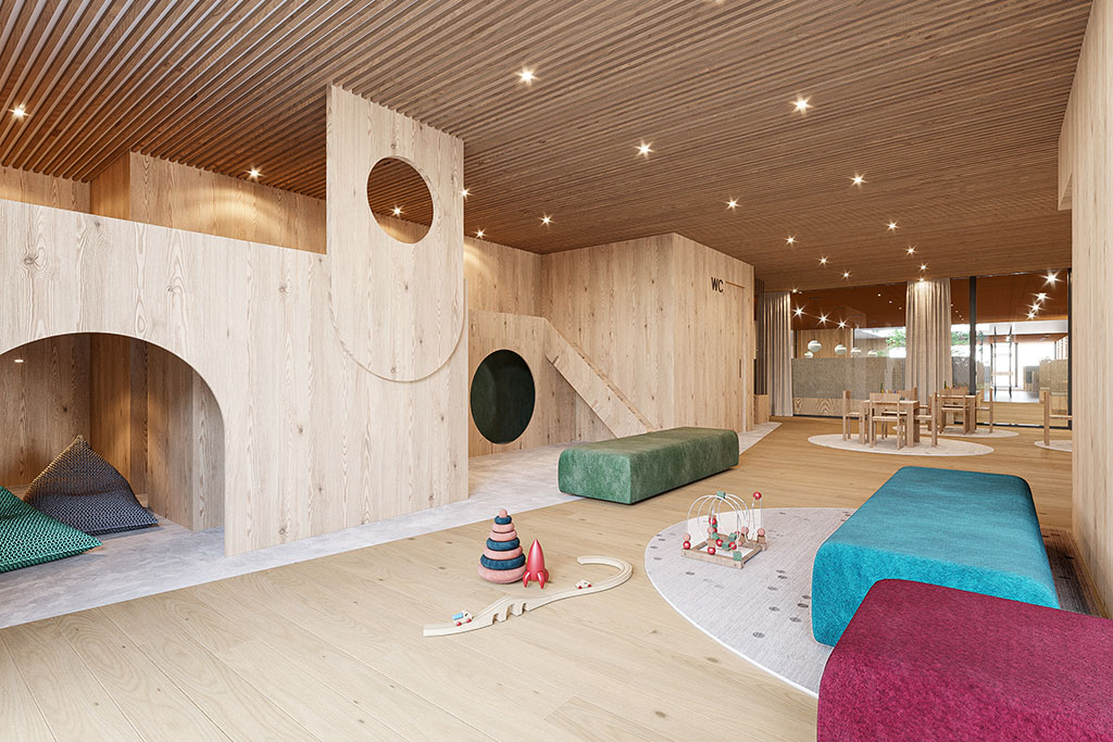 Movi Family Apart-Hotel per bambini in Val Badia, zona giochi bimbi