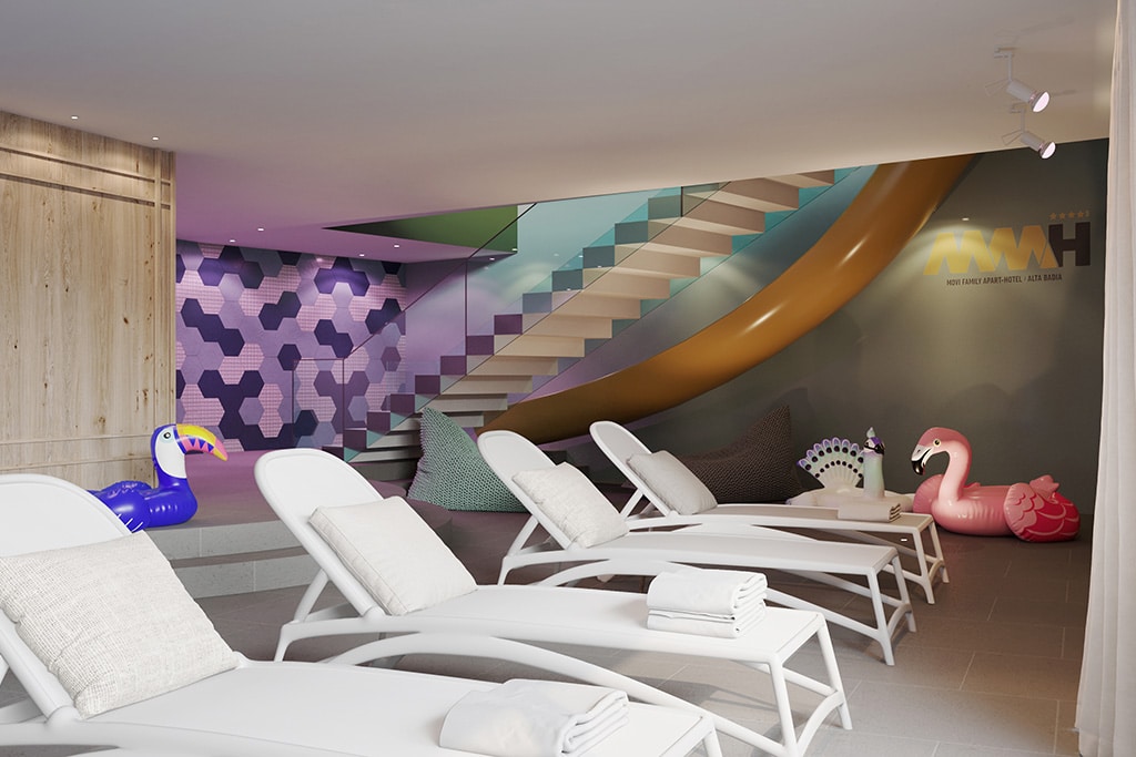 Movi Family Apart-Hotel per bambini in Val Badia, zona relax piscine