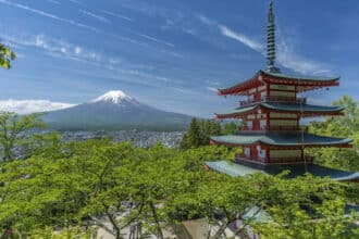 Pagoda vista Monte Fuji