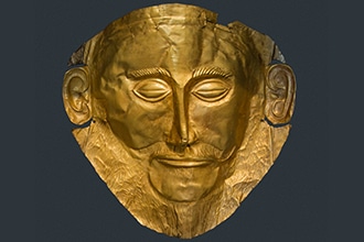 Maschera di Agamennone in mostra al Museo Archeologico di Atene