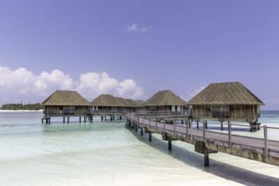 Club Med Kani resort alle Maldive, panoramica strutture esterne sul mare