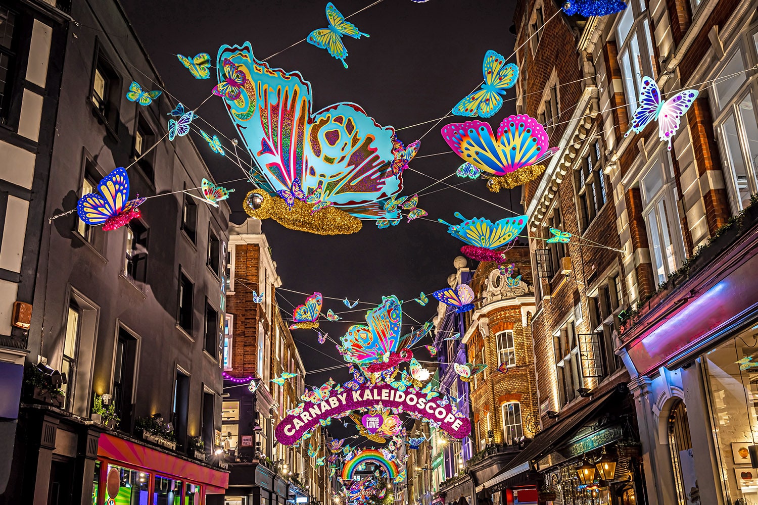 Londra, luminarie a Carnaby Street